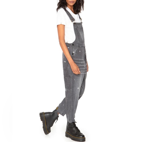 Sandrine Rose xFree People Polka Grey Denim Overall Sz XS - Picture 2 of 10
